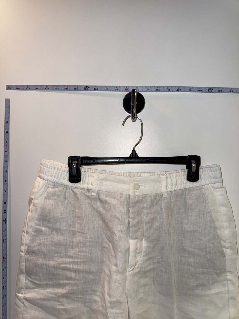Massimo Dutti White 100% Linen Elastic Waist Shorts Size L